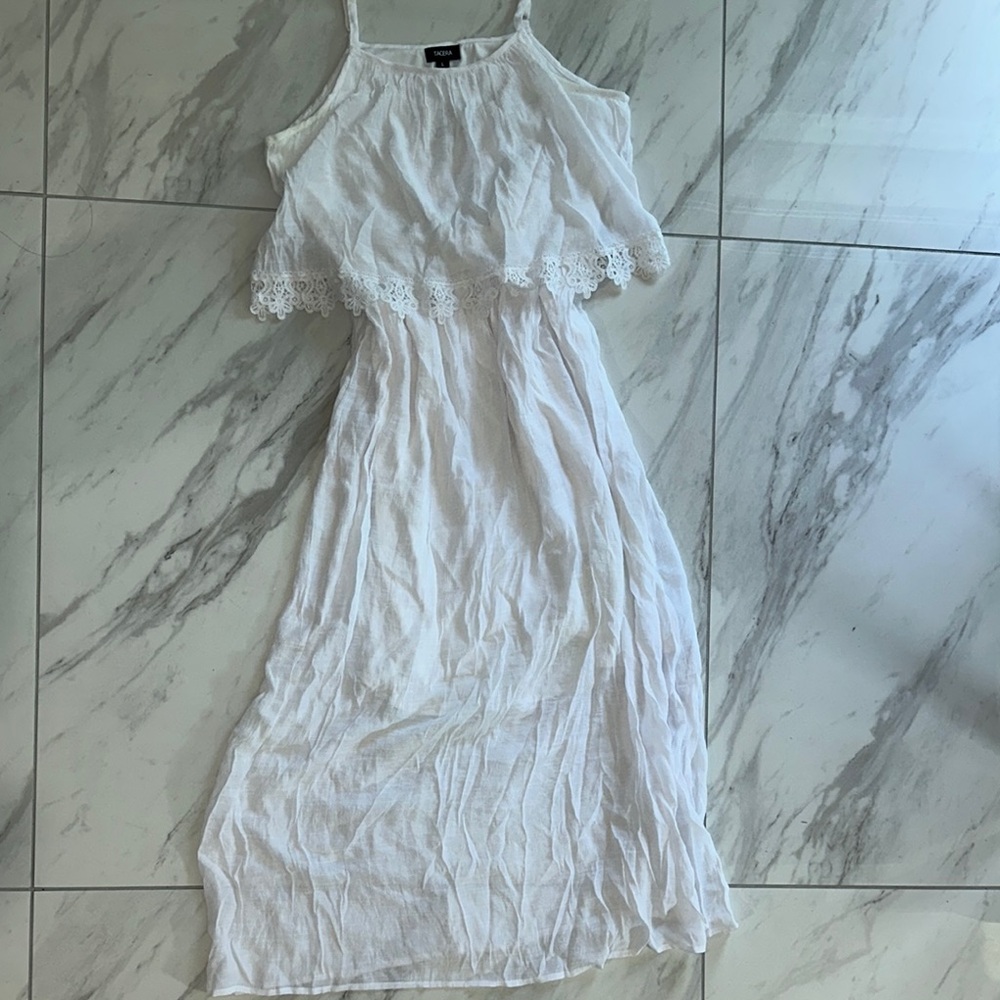 White Sleeveless Halter Maxi Dress for Brides
